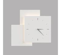 KBUUKYYXouy Creative Clock Wall Sconce, Dimmable Modern Wall Light with Remote Control, White Geometric Design Decorative Wall Mounted Lamp for Living Room Bedroom Bedside Office Stairs(Square)