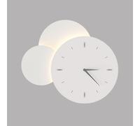 KBUUKYYXouy Creative Clock Wall Sconce, Dimmable Modern Wall Light with Remote Control, White Geometric Design Decorative Wall Mounted Lamp for Living Room Bedroom Bedside Office Stairs(Round)