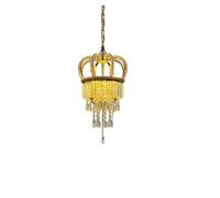 KBUUKYYXouy Gold Pearl Crown Chandelier, Crystal Pendant Light, Royal Elegant Glam Luxury Hanging Lamp with K9 Crystal Drops, Adjustable Chain for Dining Room, Girls Bedroom, Entryway
