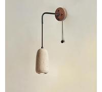 KBUUKYYXouy Marble Stone Wall Sconce with Pull Chain Mid Century Wall Light Fixture Modern Stone Lamp Wood Lighting Farmhouse Rustic Vintage Wall Spotlight for Bedroom Bedside Bathroom Living Room