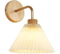 KBUUKYYXouy Wall Lamp Rustic Wall Sconce with Adjustable Pleated Fabric Shade, French Retro Wall Mounted Lamp 1-Light Fixture for Bedroom Living Room, Antique Brass Finish