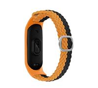 KBUYS Bracelet Compatible With Mi Band 6 7 Strap Elastic Adjustable Nylon Braided Miband4 Miband 5 Correa Wristband Compatible With Xiaomi Mi Band 4 3 5 6 7 (Color : Black orange, Size : Mi band 3 4)