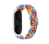 KBUYS Bracelet Compatible With Mi Band 6 7 Strap Elastic Adjustable Nylon Braided Miband4 Miband 5 Correa Wristband Compatible With Xiaomi Mi Band 4 3 5 6 7 (Color : Rainbow, Size : Mi band 3 4)