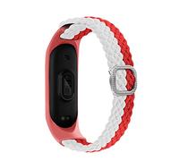 KBUYS Bracelet Compatible With Mi Band 6 7 Strap Elastic Adjustable Nylon Braided Miband4 Miband 5 Correa Wristband Compatible With Xiaomi Mi Band 4 3 5 6 7 (Color : Red white-01, Size : Mi band 3 4)