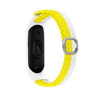 KBUYS Bracelet Compatible With Mi Band 6 7 Strap Elastic Adjustable Nylon Braided Miband4 Miband 5 Correa Wristband Compatible With Xiaomi Mi Band 4 3 5 6 7 (Color : Yellow white, Size : Mi band 3 4)