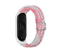 KBUYS Bracelet Compatible With Mi Band 6 7 Strap Elastic Adjustable Nylon Braided Miband4 Miband 5 Correa Wristband Compatible With Xiaomi Mi Band 4 3 5 6 7 (Color : Pink white, Size : Mi band 5 6 7)