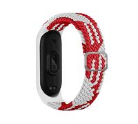 KBUYS Bracelet Compatible With Mi Band 6 7 Strap Elastic Adjustable Nylon Braided Miband4 Miband 5 Correa Wristband Compatible With Xiaomi Mi Band 4 3 5 6 7 (Color : Red white, Size : Mi band 5 6 7)