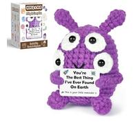 KBWUZ Positive Crochet Alien Emotional Support Gift Easter Basket Stuffer Graduation Birthday Gift for Women Men Kids Mother Father Day Present Handmade Amigurumi Desk Decor (Purple)