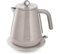 De'Longhi Eclettica BPA Free Metal Kettle KBY3001.BG, Customisable Design Rapid Boil Electric Kettle, 1.7L Large Capacity, Anti Scale Filter, Swivel Base, Cord Storage, Stainless Steel, 3000W, Beige