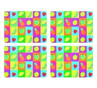 KitchenCraft Fruit Cork Backed Placemats, Set of 4, Multi-Colour