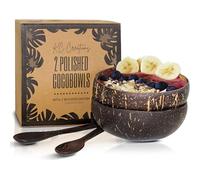 KC Creation Two Polished Coco Bowls with Palmyra Wood Spoons, LakPuka (UK)