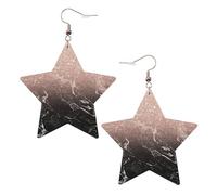 KC Gold Leather Star Earrings for Women - Marble Color Rose Gold Print Dangle Jewelry, Party Favors, and Fashionable Accessories