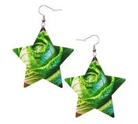 KC Gold Trendy Leather Star Earrings for Women â€“ Lightweight Bright Cabbage Print Dangle Jewelry, Party Favors & Decorations