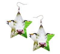 KC Gold Trendy Leather Star Earrings for Women â€“ Lightweight Cow Patterns Print Dangle Jewelry, Party Favors & Decorations