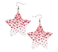 KC Gold Trendy Leather Star Earrings for Women â€“ Lightweight Falling Red Hearts Print Dangle Jewelry, Party Favors & Decorations