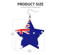 KC Gold Trendy Leather Star Earrings for Women - Australian flag Print Dangle Jewelry, Lightweight Fashionable Hoop Pendants