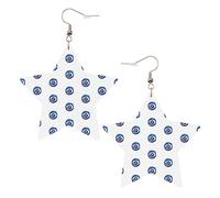 KC Gold Trendy Leather Star Earrings for Women - Evil eyes Print Dangle Jewelry, Lightweight Fashion Accessory