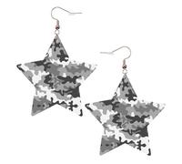 KC Gold Trendy Leather Star Earrings for Women - Lightweight Digital Camo Print Dangle Jewelry, Party Favors & Decorations