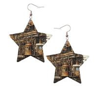 KC Gold Trendy Leather Star Earrings for Women - Lightweight Diversified transportation Print Dangle Jewelry, Party Favors & Decorations