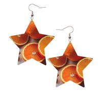 KC Gold Trendy Leather Star Earrings for Women - Lightweight Fresh Orange Fruit Print Dangle Jewelry, Party Favors & Decorations