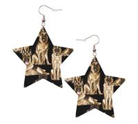 KC Gold Trendy Leather Star Earrings for Women - Lightweight German shepherd dog Print Dangle Jewelry, Party Favors & Decorations
