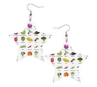 KC Gold Trendy Leather Star Earrings for Women - Lightweight Introduction of various vegetables Print Dangle Jewelry, Party Favors & Decorations
