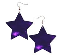 KC Gold Trendy Leather Star Earrings for Women - Lightweight Magic Galaxy Sky Print Dangle Jewelry, Party Favors & Decorations