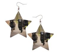 KC Gold Trendy Leather Star Earrings for Women - Lightweight Trotting Flat Coated Retrievers Paw Print Dangle Jewelry, Party Favors & Decorations