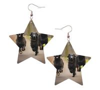 KC Gold Trendy Leather Star Earrings for Women - Lightweight Trotting Flat Coated Retrievers Paw Print Dangle Jewelry, Party Favors & Decorations