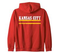 KC Kansas City Retro Vintage Distressed 3 Stripes RED KC Zip Hoodie