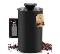 KC Kitchen & Co. Airtight Coffee Jar for 500 g Coffee Beans - Stainless Steel Storage Jar with Vacuum Lid & Aroma Seal - Storage Jar for Coffee, Tea, Sugar, Cereal Black Matt (1700 ml)