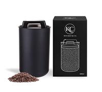 KC Kitchen & Co. Coffee Can Airtight for 1 kg Coffee Beans with Vacuum Lid (Holder for Coffee, Tea, Stainless Steel Storage Tin, Aroma Close, Storage Tin, Matte Black, 2800 ml
