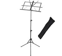 KC Kyoritsu MS-1AL/BK Music Stand, Lightweight, Aluminum, Foldable, Compact, Black (Soft Case Included)