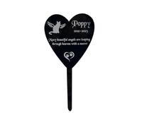 KC Laser Crafts Personalised Pet Cat Animal Memorial, Grave Memorial, Cat Memorial Garden Plaque, Black Acrylic Grave Marker Stake with Clear Rhinestone Diamonte