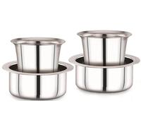 KC Stainless Steel Dabara Set | Tea, Coffee Dabara Set | South Indian Coffee Glass Tumbler Set of 4 | Serving Drinkware | Stainless Steel Dabara Tumbler Set, 200 ML Capacity