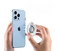 KCA_S3 White Minimalist Magnetic Phone Ring Holder Ultra-Slim Kickstand iPhone 11-17 Pro Max Samsung Galaxy Pixel Anti-Drop Grip 360° Adjustable Finger Loop Wireless Charging Compatible Lightweight