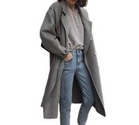 KCatsy Women Duffle Coat Dust Windbreaker Oversized Solid Color Notch Lapel Maxi-Long Baggy Plain Jacket Loose Trench Outerwear(A Grey,2XL 14)