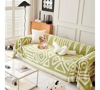 KCCRHIN Boho Sofa Covers for Dogs Chenille Sofa Cover for 3 Cushion Couch Multi-Purpose Sofa Slipcover for All Seasons Couch Cover L Shaped Pets Protector Furniture Cover,Green,180 * 150cm/71 * 59in