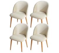 KCCRHIN Dining Room Chair Cover Curved Back Chair Cover Slipcover Round Chair Cover Solid Color Plaid Round Stool Cover Round Dining Chair Protective Cover for Dining Living Room Hotel,Cream 4Pcs