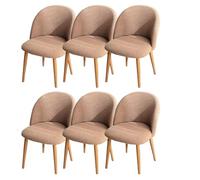KCCRHIN Dining Room Chair Cover Curved Back Chair Cover Slipcover Round Chair Cover Solid Color Plaid Round Stool Cover Round Dining Chair Protective Cover for Dining Living Room Hotel,Khaki 6Pcs