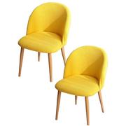 KCCRHIN Dining Room Chair Cover, Curved Back, Round Chair Cover, Solid Color, Yellow, 2Pcs
