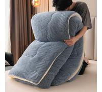 KCCRHIN Full/Queen/King Size Winter Thick Warm Comforter, Double-Sided Fleece Fabric Fluffy Comforters with Microfiber-Filled, Ultra Soft Bedding Duvet No Cover Required,Blue,200x230cm/3.0kg