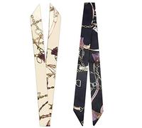 Kcctoo 2/6/10Pack Scarf Bags for Women Handbag Scarfs Band Hair Neck Scarves Fashion Gifts, White - 2pcs, 4*100cm