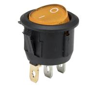 KCD1-102N-5 Perforate Diameter 20 Mm 3 Pin ON - OFF Round Rocker Switch With Light 220V 12V 10Pcs(Yellow,12V LED color ray)