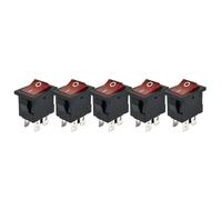 KCD1-104 Plastic LED Rocker 6A 250VAC 4 Pin On Off DPST 12V 220V Red Black Latching Power Switch 15x21mm 5/10Pcs(5pcs Red Lamp,12V-24V)