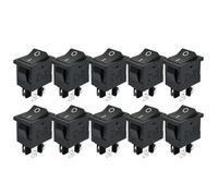 KCD1-104 Plastic LED Rocker 6A 250VAC 4 Pin On Off DPST 12V 220V Red Black Latching Power Switch 15x21mm 5/10Pcs(10pcs Black,NO Light)