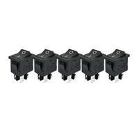 KCD1-104 Plastic LED Rocker Switch 6A 250VAC 4 Pin On Off DPST 12V 220V Red Lamp Black Latching Power Switch 15x21mm 5/10pcs(5pcs Black,ON-OFF_NO LIGHT)
