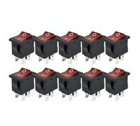 KCD1-104 Plastic LED Rocker Switch 6A 250VAC 4 Pin On Off DPST 12V 220V Red Lamp Black Latching Power Switch 15x21mm 5/10pcs(10pcs Red Lamp,ON-OFF_NO LIGHT)