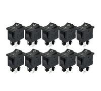 KCD1-104 Plastic LED Rocker Switch 6A 250VAC 4 Pin On Off DPST 12V 220V Red Lamp Black Latching Power Switch 15x21mm 5/10pcs(10pcs Black,ON-OFF_220V)