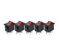KCD1-104 Plastic LED Rocker Switch 6A 250VAC 4 Pin On Off DPST 12V 220V Red Lamp Black Latching Power Switch 15x21mm 5/10pcs(5pcs Red Lamp,ON-OFF_NO LIGHT)